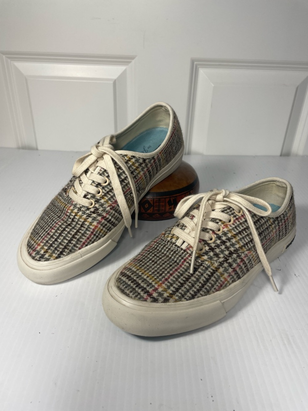 SeaVees for J.Crew Legend Sneakers Size 8 Wool Houndstooth Multicolor Lace Up